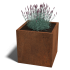 Cortenstaal plantenbak Vierkant 70x70 hoogte=70cm opties=bodemplaat + (8) voeten