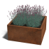Cortenstaal plantenbak Vierkant 80x80 hoogte=40cm opties=bodemplaat