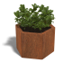Cortenstaal plantenbak Zeshoek 30 hoogte=30cm opties=bodemplaat + 6 wielen