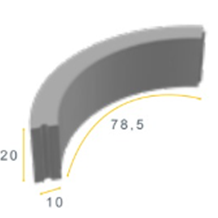 Bochtband 10x20x78,5 R=4 grijs h&d K
