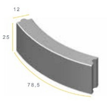 Bochtband 12x25x78,5 R=2 grijs h&d K (prijs op aanvraag)
