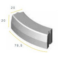 Bochtband 18/20x25x78,5 R=1,5 uitw. grijs visbek