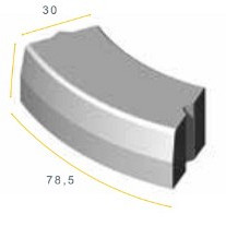 Bochtband 28/30x25x78,5 R=1 uitw. grijs visbek