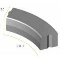 Bochtband 28/30x25x78,5 R=1 inw. grijs visbek
