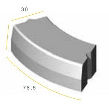 Bochtband 28/30x25x78,5 R=0,50 uitw. grijs vis