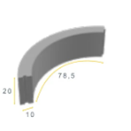 Bochtband 10x20x78,5 R=0,5 zwart h&d K