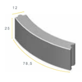 Bochtband 12x25x78,5 R=10 zwart H&D