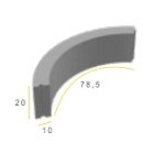 Infra Bochtband 10x20x78,5 R=7 zwart h&d K