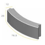Bochtband 12x25x78,5 R=0,50 grijs h&d K