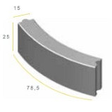Bochtband 15x25x78,5 R=6 zwart