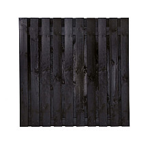 Grenen scherm 21 planks 17 mm - recht zwart 200x180 cm
