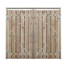 Dubbele poort grenen (compleet met 1 slot, bovengrendel en grondgrendel) 180 x 195  (2 x 90) (bxh)