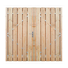 Dubbele poort douglas 180x195 cm (bxh) 2 x 90 cm compleet met 1 slot, bovengrendel en grondgrendel