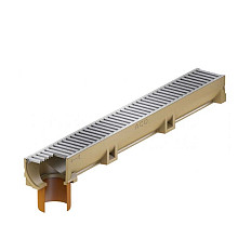 Euroline goot + verzinkt staal sleufrooster 100cm  + uitloop 11 cm