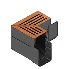 ACO Slim-Line hoekstuk + Corten rooster