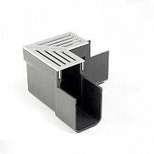 ACO Slim-Line hoekstuk, blank aluminium rooster