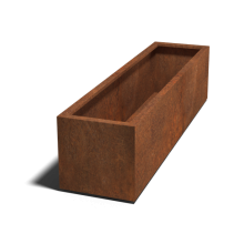 Cortenstaal gelaste plantenbak Rechthoek 200x50x50-met bodemplaat