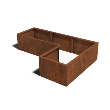 Cortenstaal plantenbak Hoekopstelling 180x120x60cm hoogte=30cm opties=bodemplaat