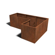 Cortenstaal plantenbak Hoekopstelling 210x140x70cm hoogte=70cm opties=bodemplaat