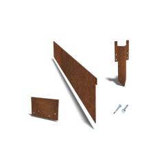 Cortenstaal kantopsluiting geplet 130mm complete set per 15 meter