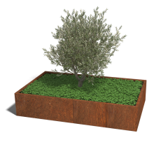 Cortenstaal plantenbak Rechthoek XL 200x120 hoogte=30cm opties=bodemplaat
