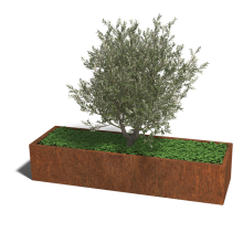 Cortenstaal plantenbak Rechthoek XL 200x60 hoogte=30cm opties=bodemplaat