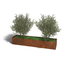 Cortenstaal plantenbak Rechthoek XL 240x50 hoogte=30cm opties=bodemplaat