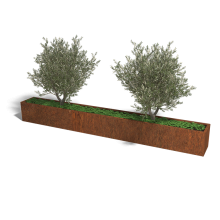 Cortenstaal plantenbak Rechthoek XL 360x40 hoogte=30cm opties=bodemplaat