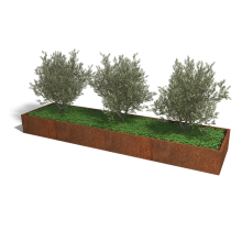 Cortenstaal plantenbak Rechthoek XL 400x100 hoogte=100cm opties=bodemplaat