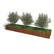 Cortenstaal plantenbak Rechthoek XL 400x80 hoogte=30cm opties=bodemplaat