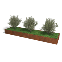 Cortenstaal plantenbak Rechthoek XL 480x120 hoogte=30cm opties=bodemplaat