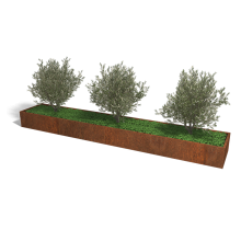 Cortenstaal plantenbak Rechthoek XL 480x80 hoogte=30cm opties=bodemplaat