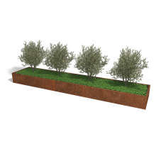 Cortenstaal plantenbak Rechthoek XL 500x100 hoogte=100cm opties=bodemplaat