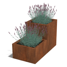 Cortenstaal plantenbak Vierkant Trapmodel II 50-bodemplaat