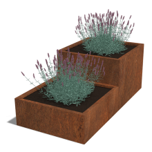 Cortenstaal plantenbak Vierkant Trapmodel II 80-bodemplaat