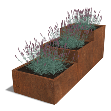 Cortenstaal plantenbak Vierkant Trapmodel III 80 opties=bodemplaat